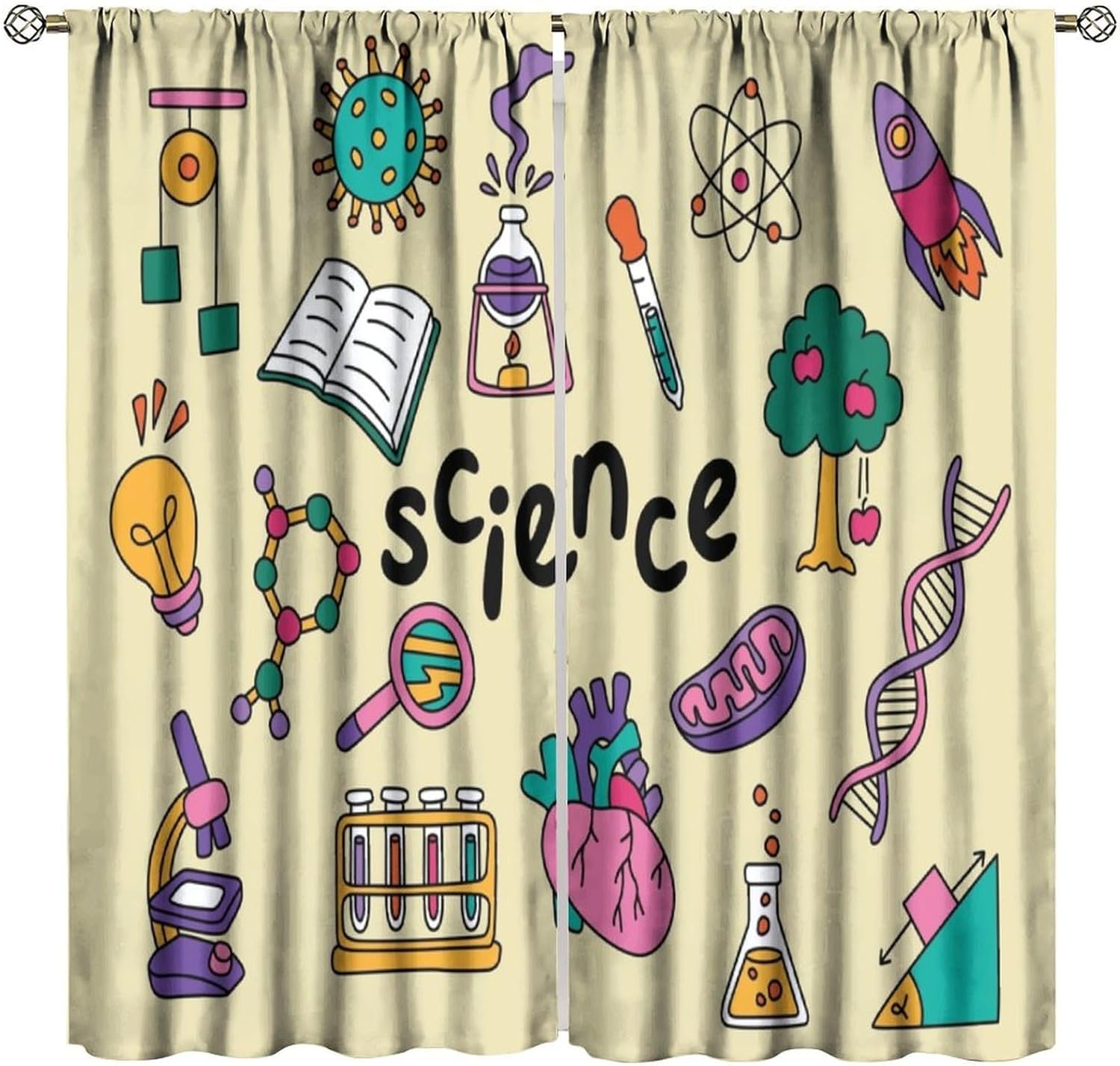Science Nursery - Rideaux sur le thème scientifique, 2