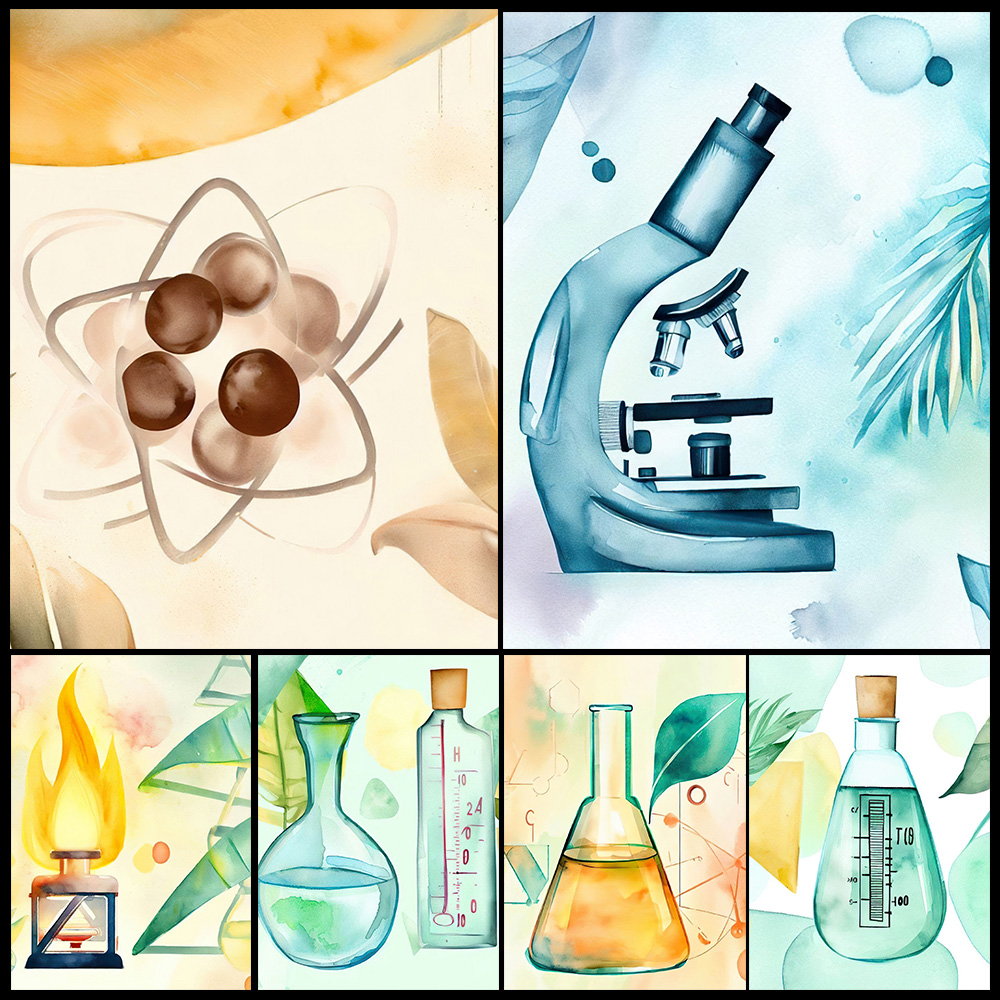 Science Nursery - Dessin animé chimie Science bécher biologie