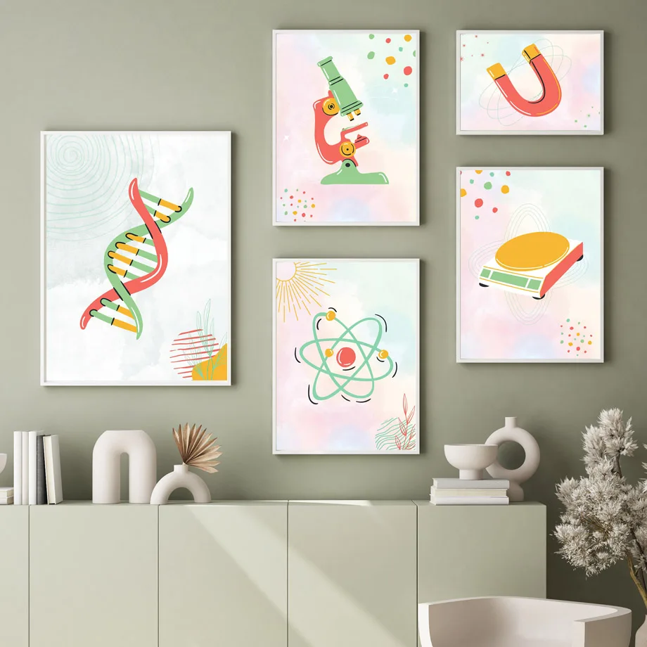 Science Nursery - Affiches murales minimalistes sur toile avec