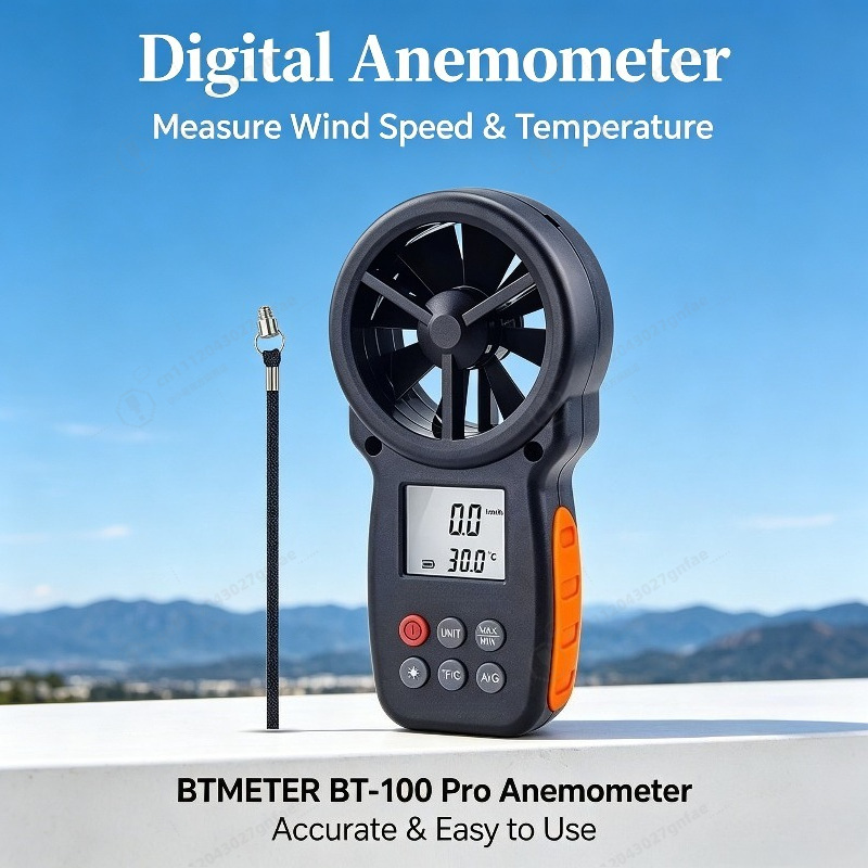 Anemometer Wind Speed - Anémomètre numérique BT-100, mesureur de vitesse