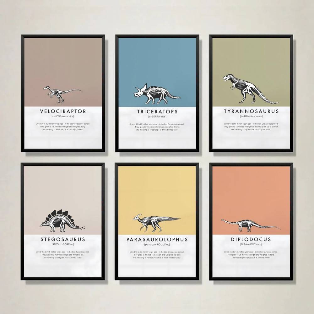 Science Nursery - Affiche de squelette de dinosaure, art